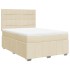 Cama box spring con colchón tela color crema 140x200