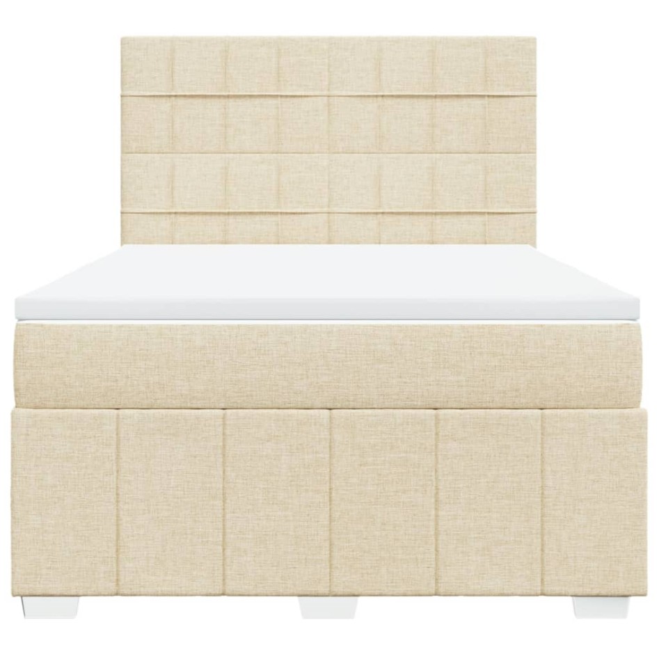 Cama box spring con colchón tela color crema 140x200