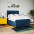Cama box spring con colchón tela azul 140x200