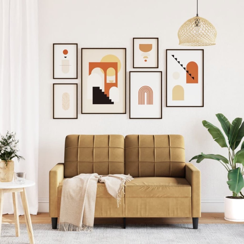 Sofá de 2 plazas terciopelo marrón 120