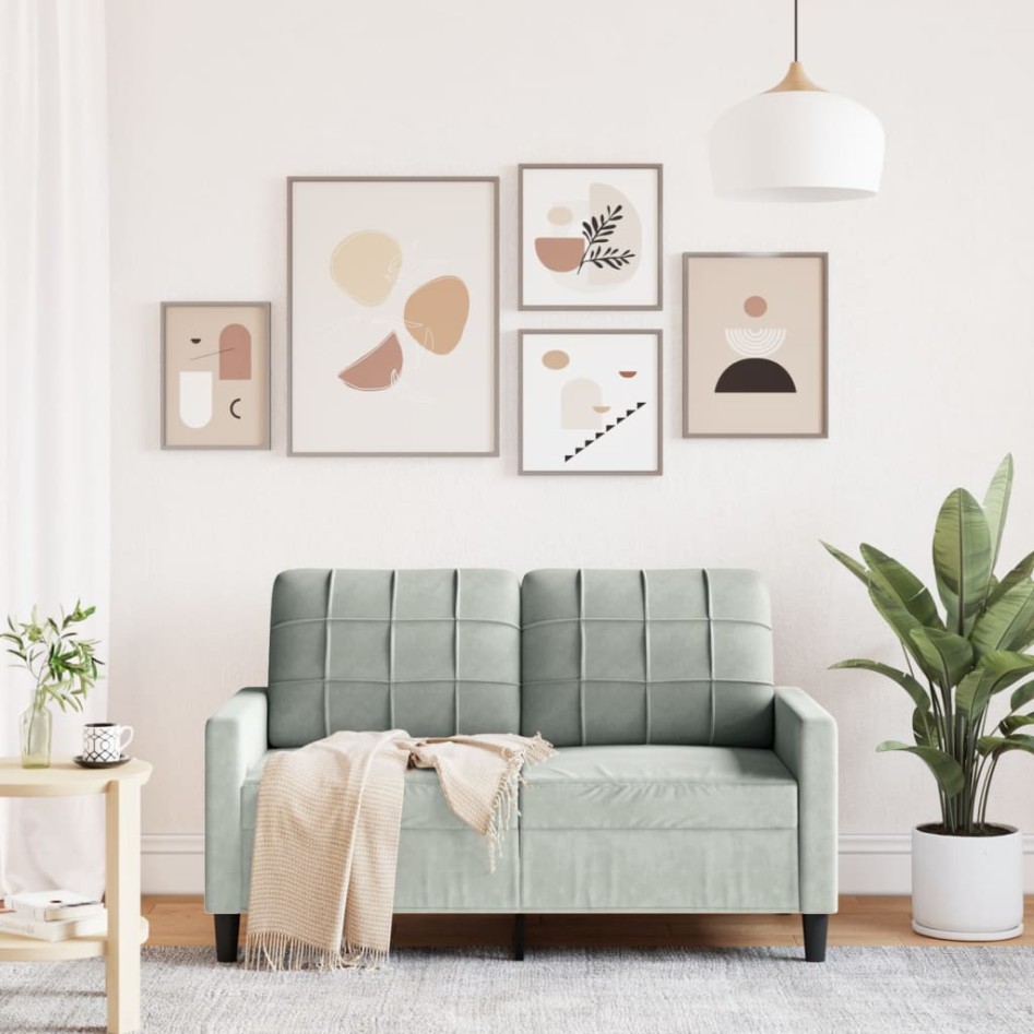 Sofá de 2 plazas de terciopelo gris claro 120