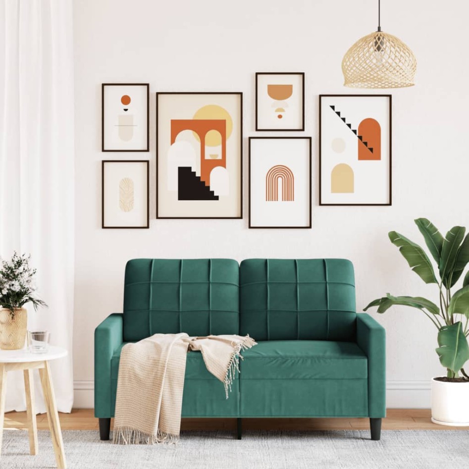 Sofá de 2 plazas de terciopelo verde oscuro 120