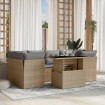 Set sofás de jardín 7 piezas y cojines ratán sintético beige