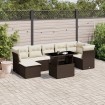 Set sofás de jardín 8 piezas y cojines ratán sintético marrón