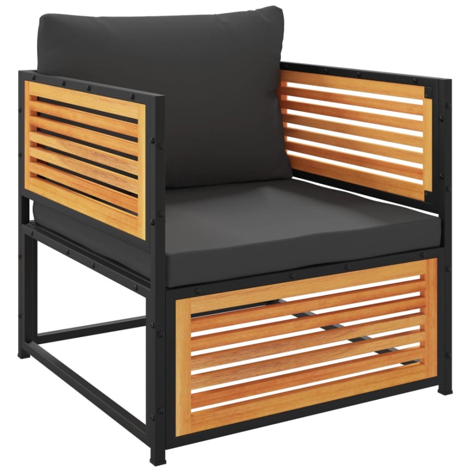 Sillón de jardín con cojines madera maciza de