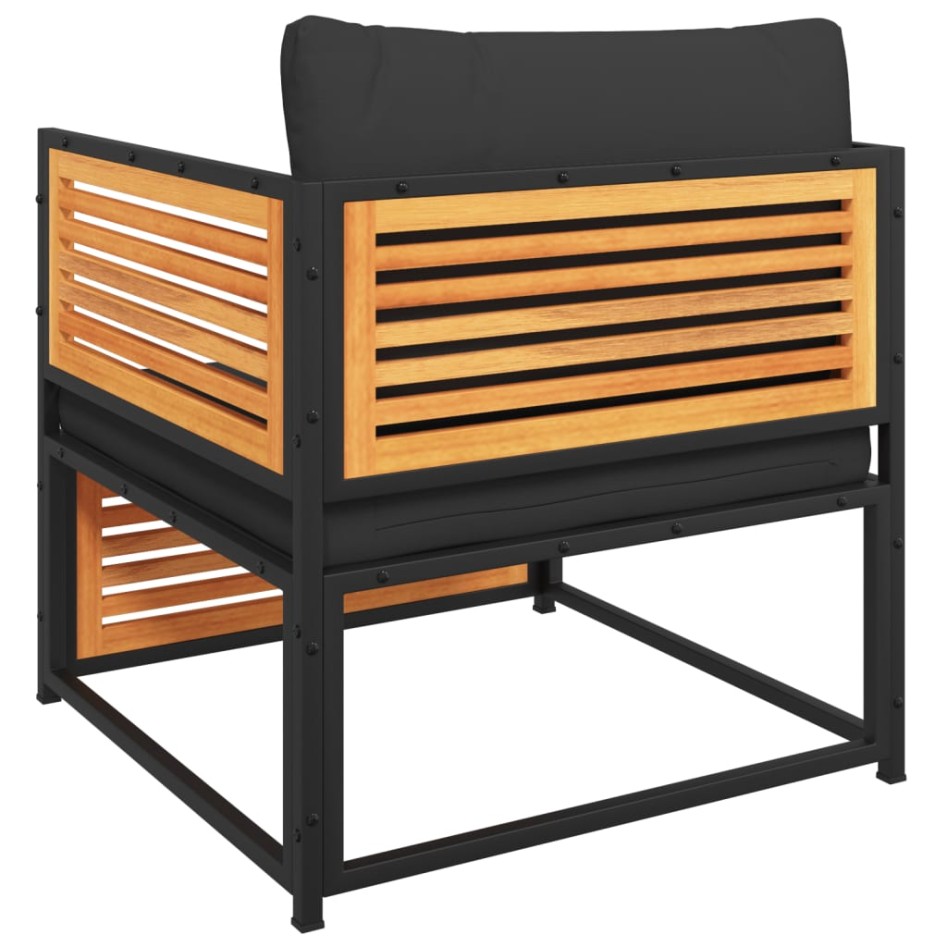 Sillón de jardín con cojines madera maciza de