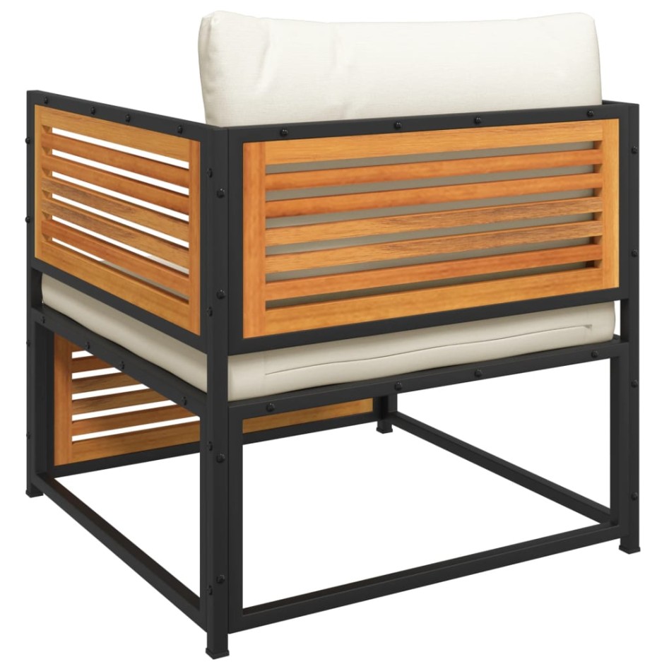 Sillón de jardín con cojines madera maciza de