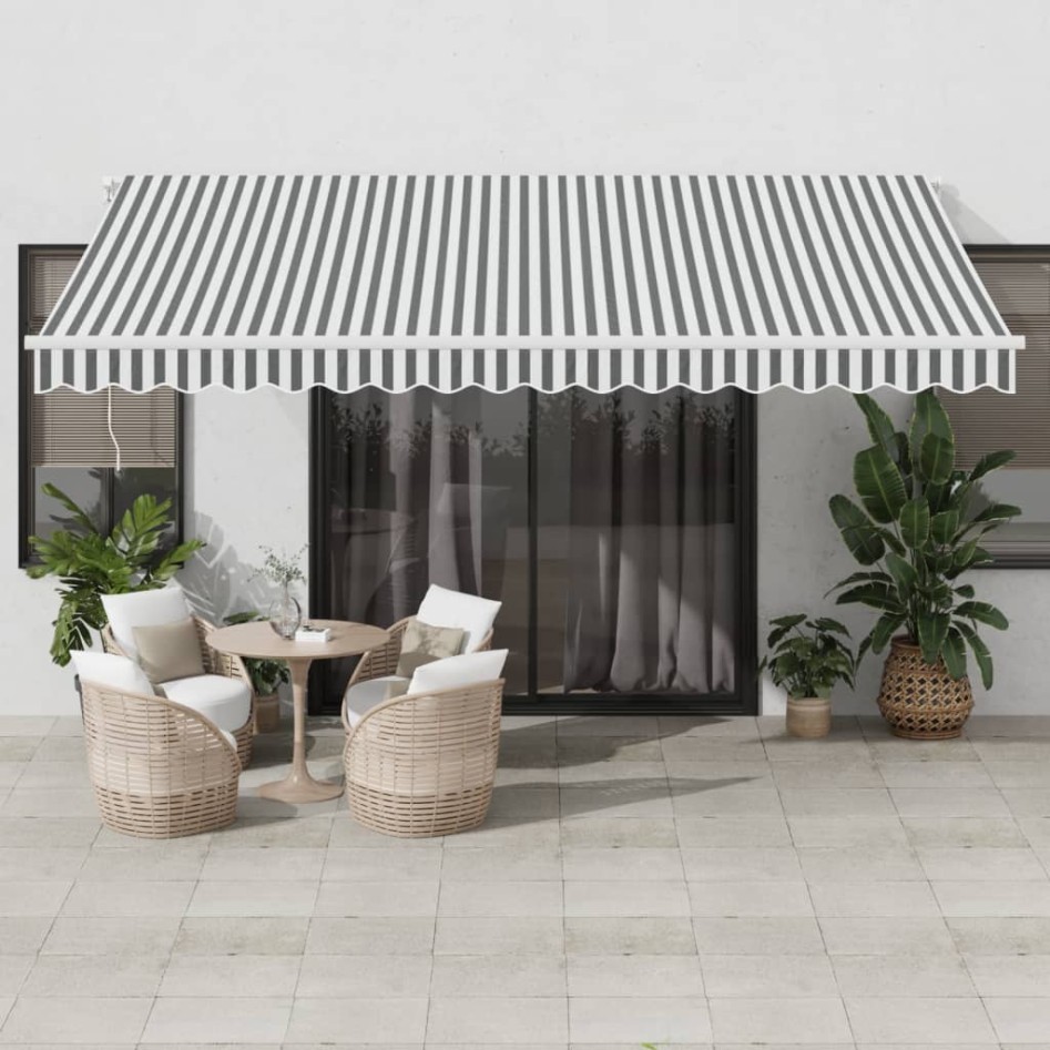 Toldo retráctil manual gris antracita y blanco 450x300