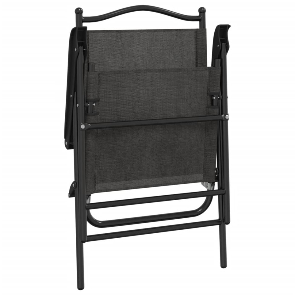 Sillas de jardín plegables 2 uds acero y textileno gris