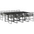 Set de comedor de jardín 9 pzas y cojines ratán sintético