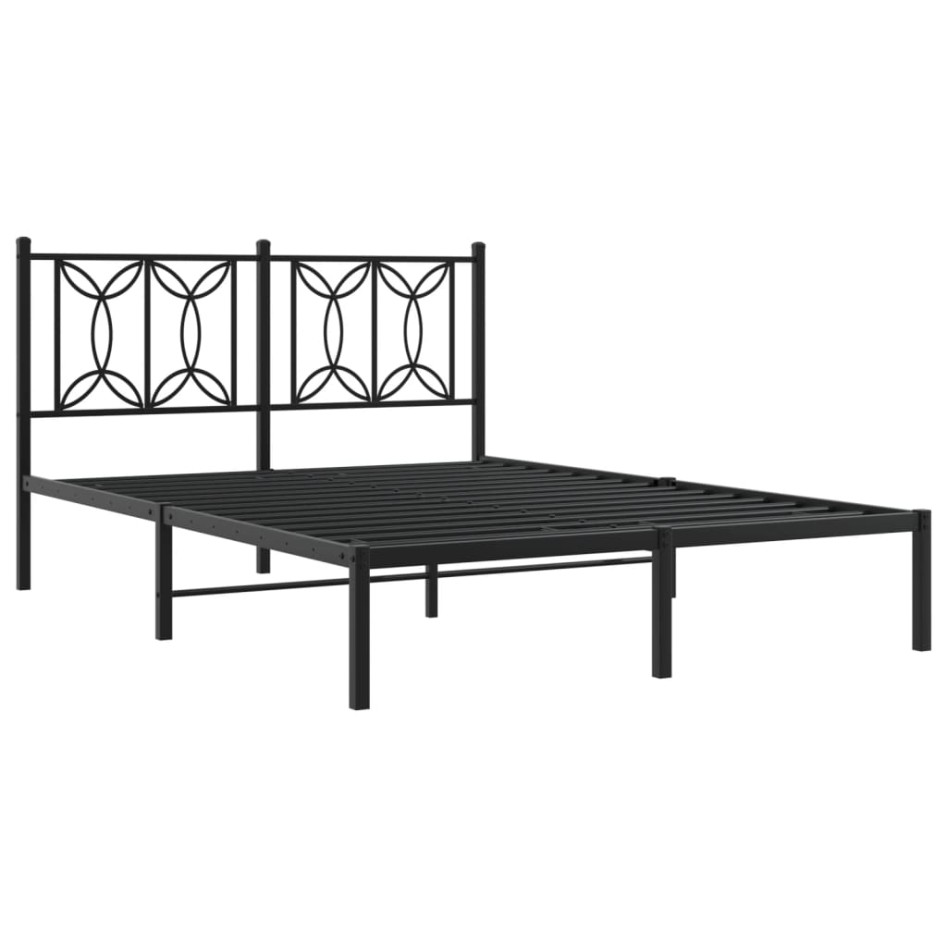Estructura cama sin colchón con cabecero metal negro 140x200