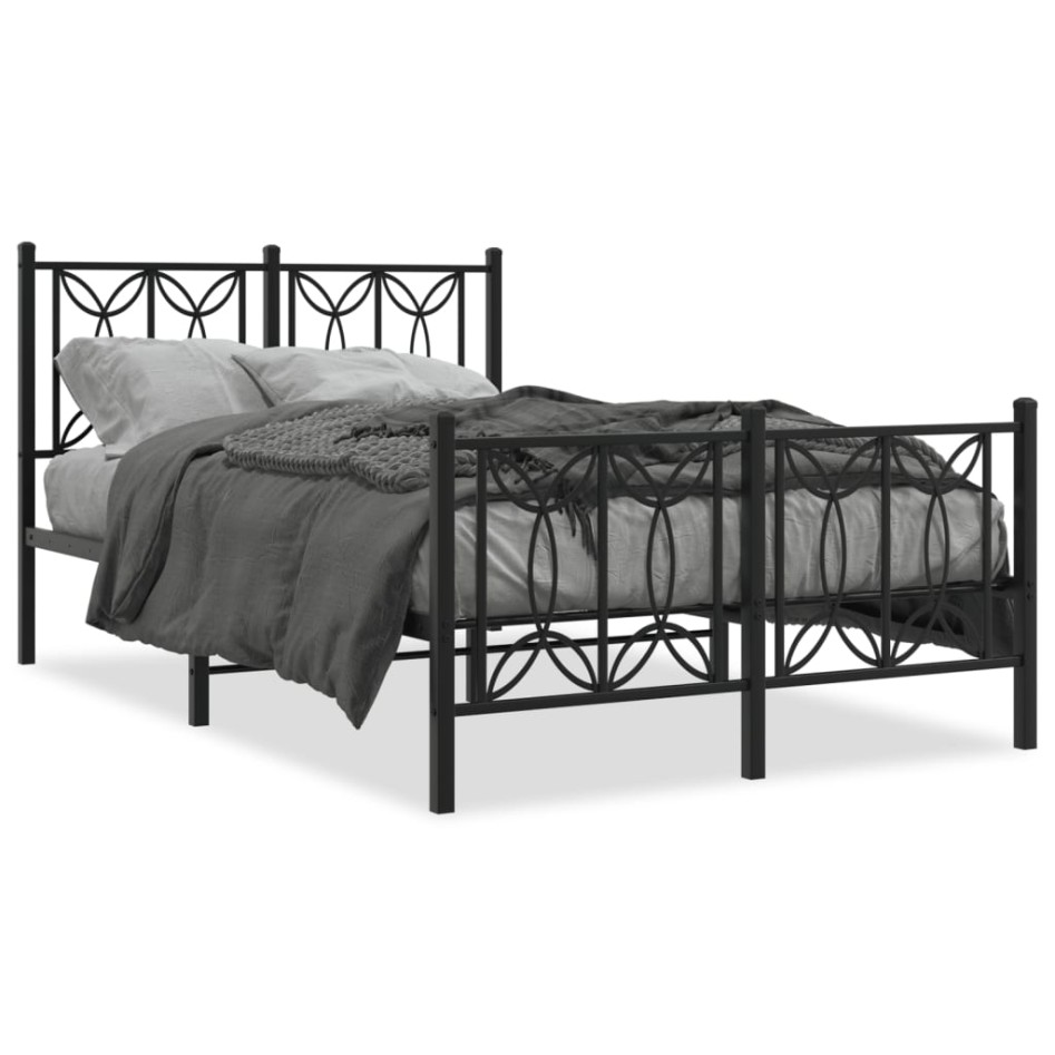 Estructura cama sin colchón con estribo metal negro 120x190