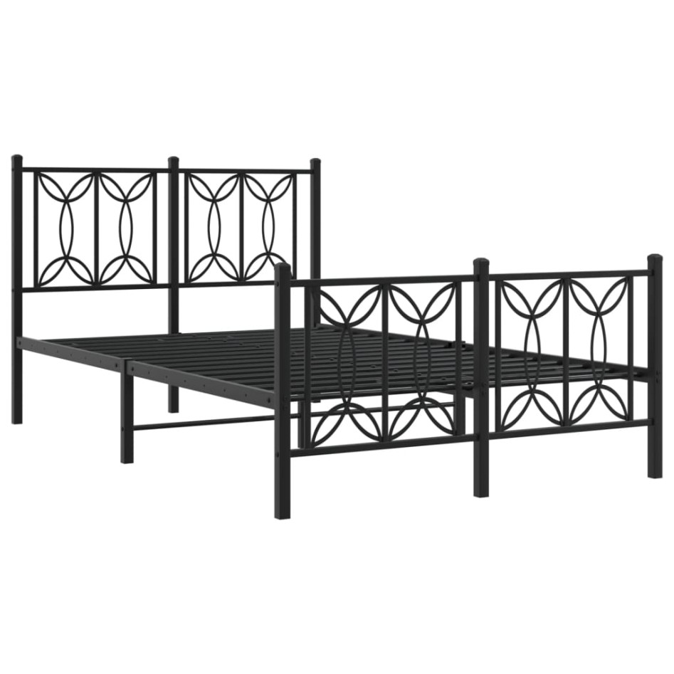 Estructura cama sin colchón con estribo metal negro 120x190