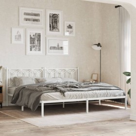 Estructura cama sin colchón con cabecero metal blanco