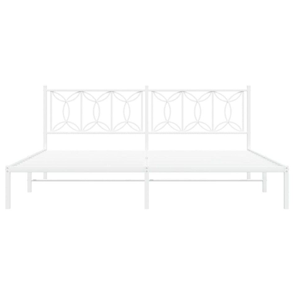 Estructura cama sin colchón con cabecero metal blanco