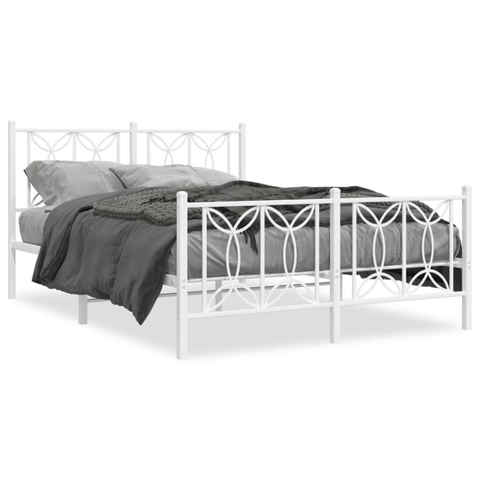 Estructura cama sin colchón con estribo metal blanco 140x190