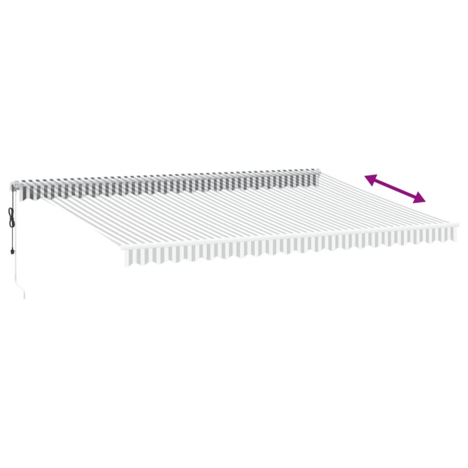 Toldo retráctil automático gris antracita y blanco 500x350