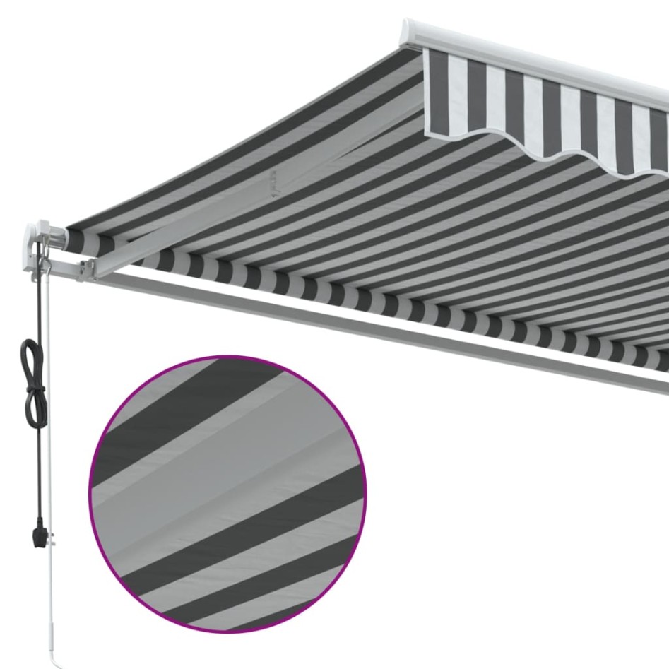 Toldo retráctil automático gris antracita y blanco 500x350
