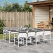 Juego de comedor de jardín 9 pzas con cojines textilene blanco