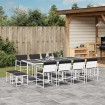 Juego de comedor de jardín 13 pzas con cojines textilene blanco