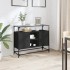 Aparador tapa de cristal y madera ingeniería negro 98x35x81