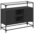 Aparador tapa de cristal y madera ingeniería negro 98x35x81