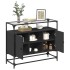 Aparador tapa de cristal y madera ingeniería negro 98x35x81