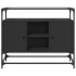 Aparador tapa de cristal y madera ingeniería negro 98x35x81