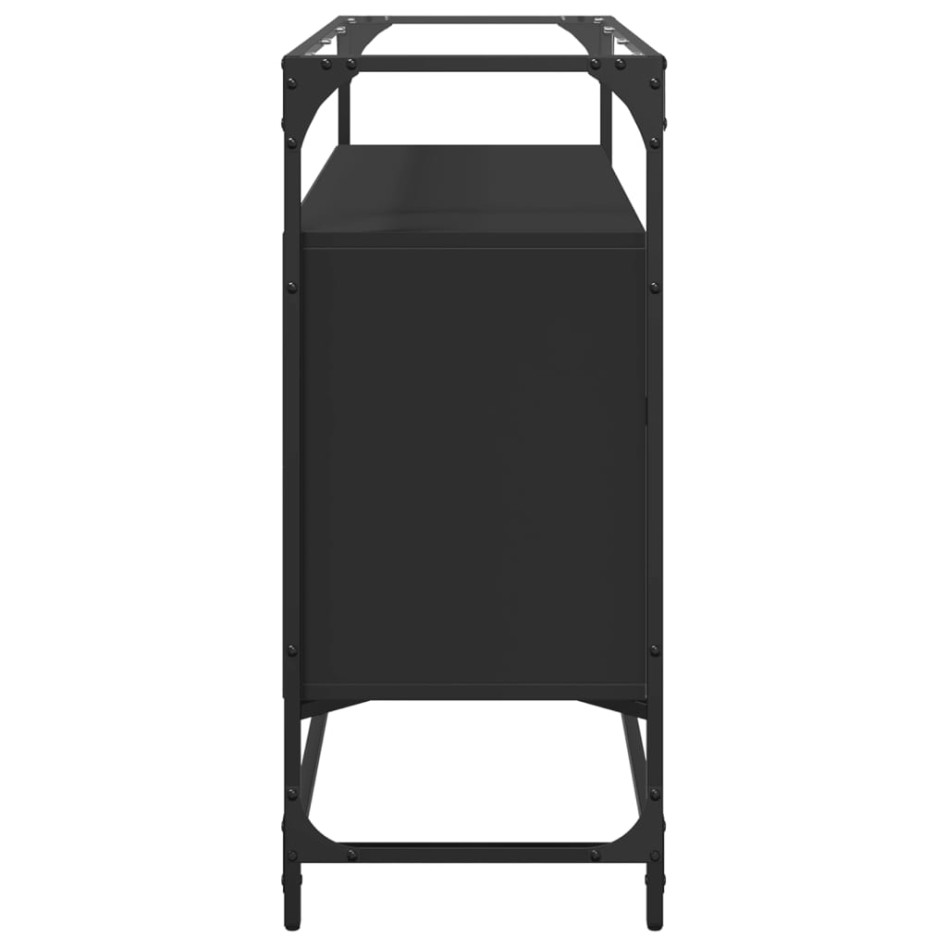 Aparador tapa de cristal y madera ingeniería negro 98x35x81