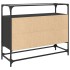 Aparador tapa de cristal y madera ingeniería negro 98x35x81