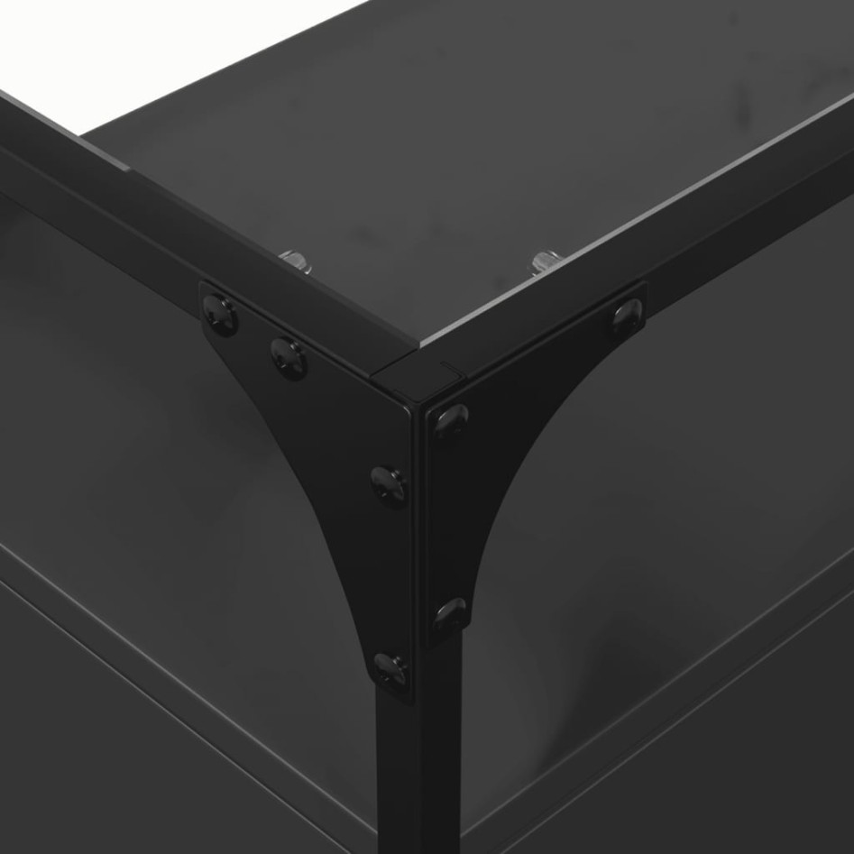 Aparador tapa de cristal y madera ingeniería negro 98x35x81