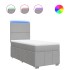 Cama box spring con colchón tela gris claro 90x200