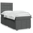 Cama box spring con colchón tela gris oscuro 90x200 cm
