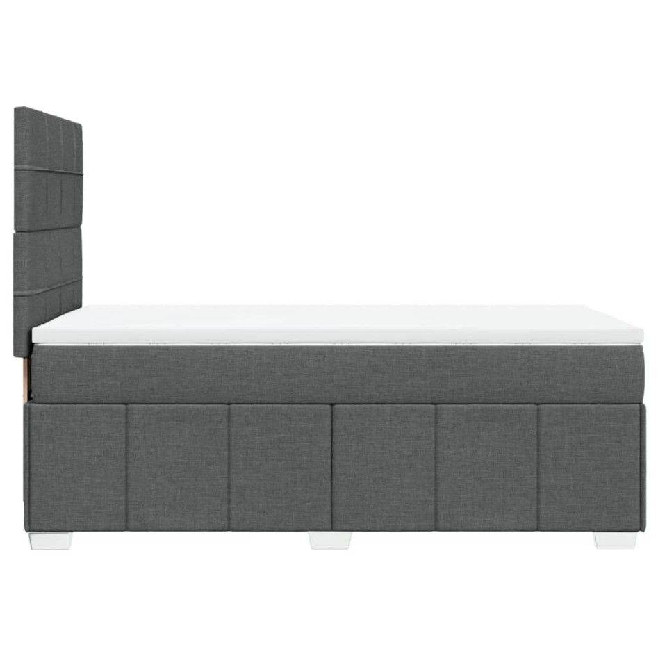 Cama box spring con colchón tela gris oscuro 90x200