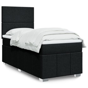 Cama box spring con colchón tela negro 90x200