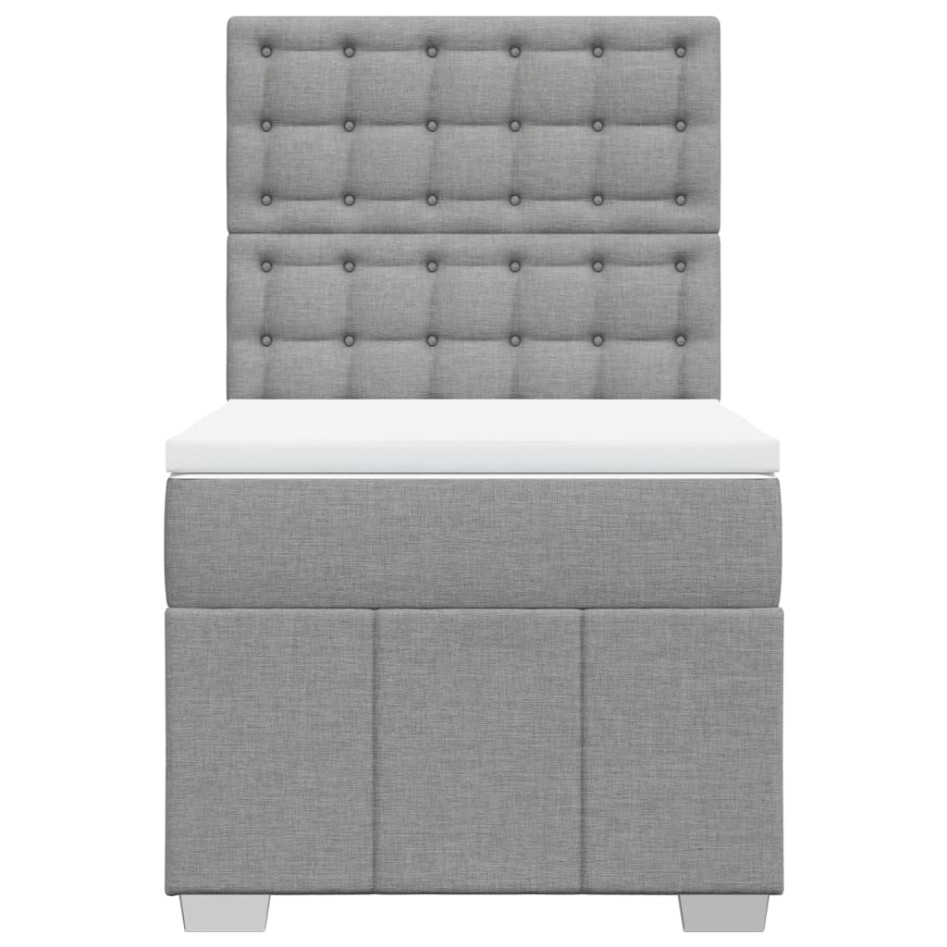 Cama box spring con colchón tela gris claro 90x200
