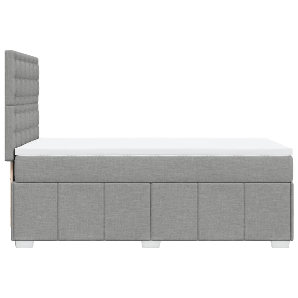 Cama box spring con colchón tela gris claro 90x200