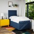 Cama box spring con colchón tela azul 90x200