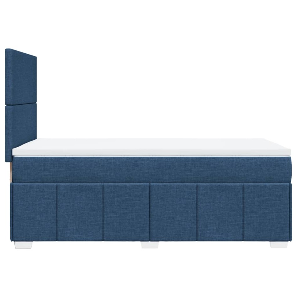 Cama box spring con colchón tela azul 90x200