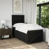 Cama box spring con colchón tela negro 90x200