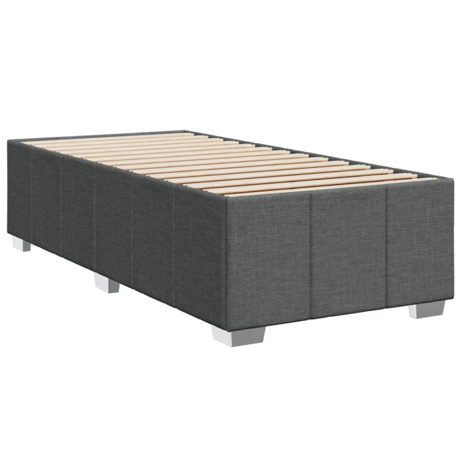 Cama box spring con colchón tela gris oscuro 90x200