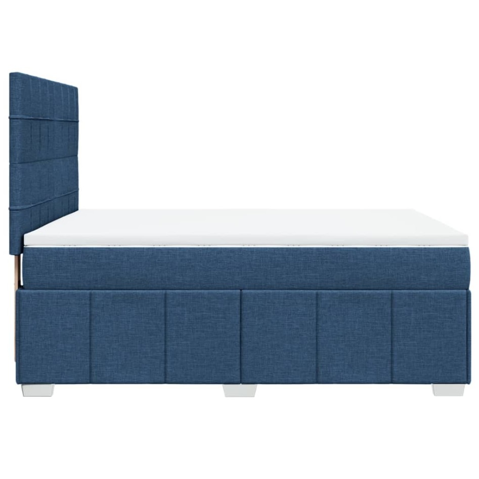 Cama box spring con colchón tela azul 140x200