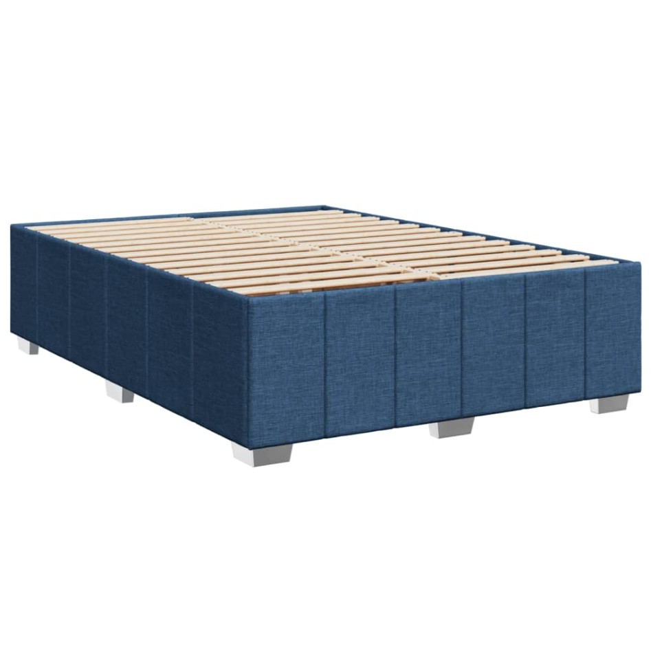 Cama box spring con colchón tela azul 140x200