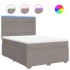 Cama box spring con colchón tela gris taupe 140x200