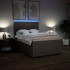 Cama box spring con colchón tela gris taupe 140x200