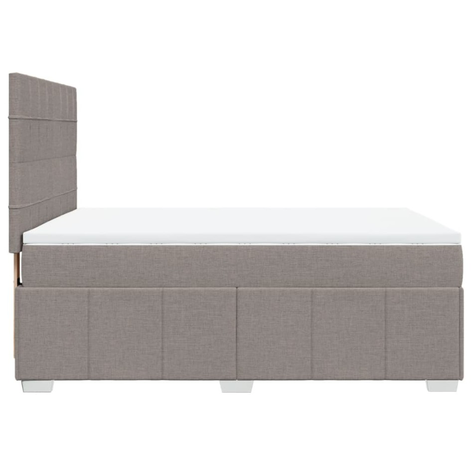 Cama box spring con colchón tela gris taupe 140x200