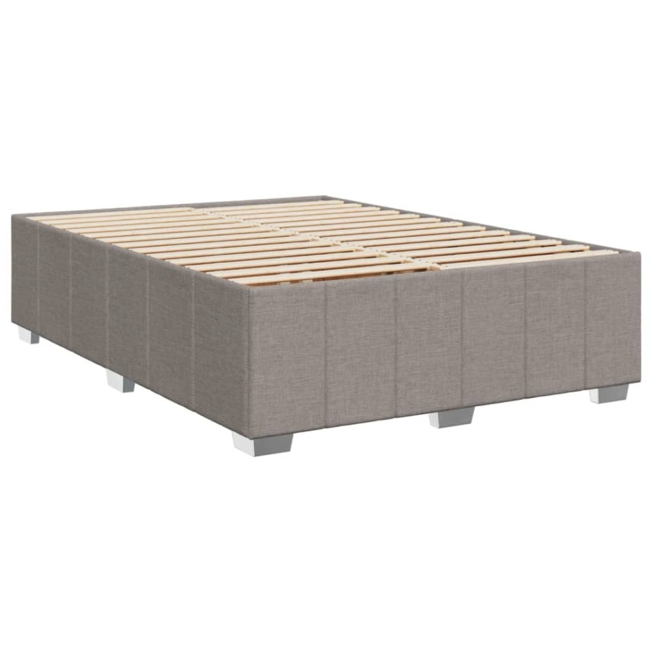 Cama box spring con colchón tela gris taupe 140x200
