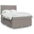 Cama box spring con colchón tela gris taupe 140x200
