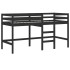 Cama alta niños con túnel madera pino blanco negro 90x200