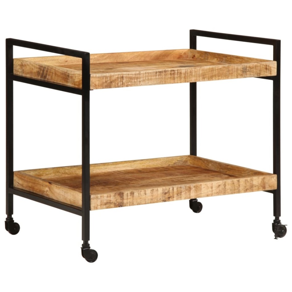 Carrito de cocina madera maciza de mango rugosa 80x55x70